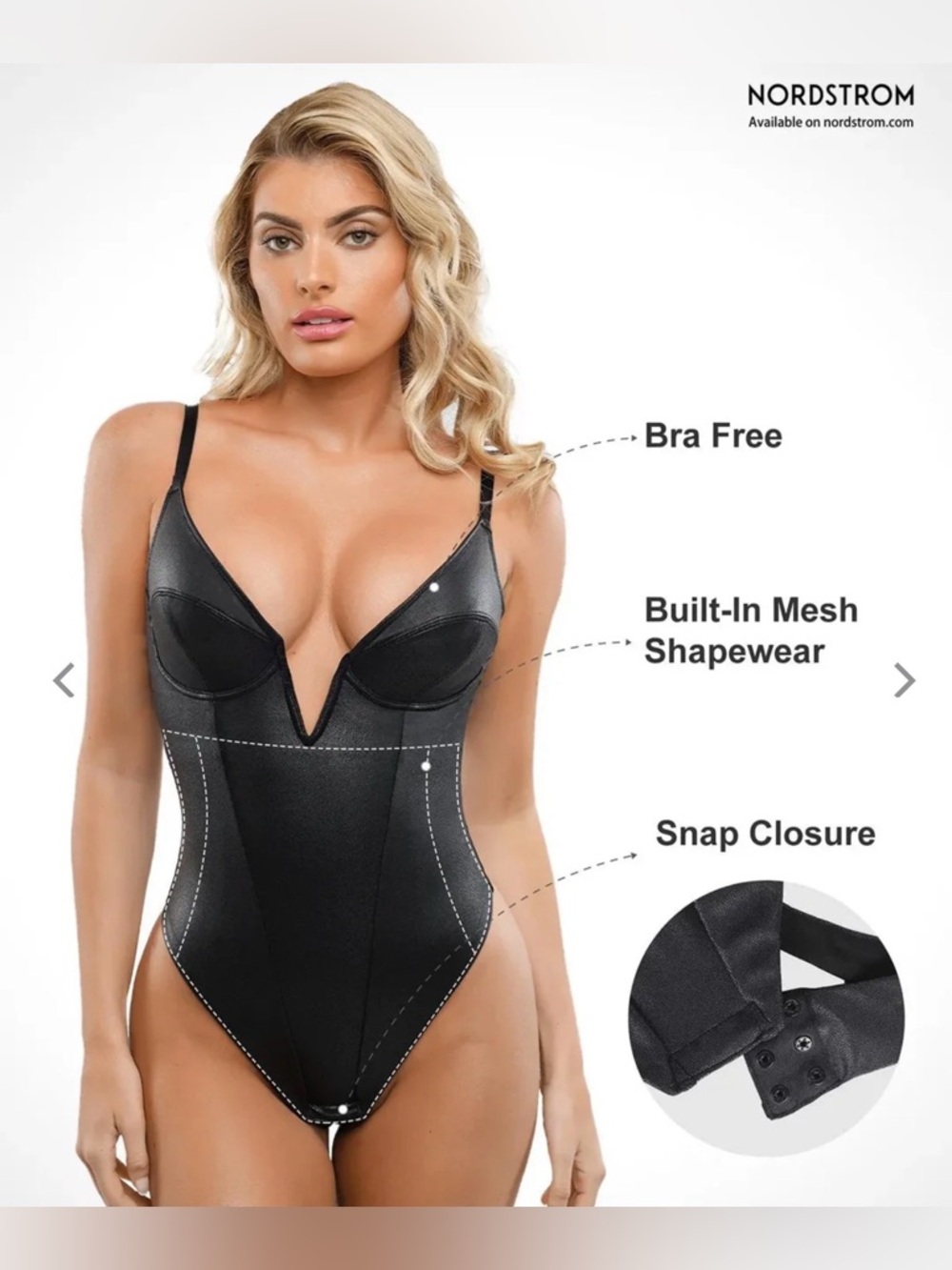 NWOT POPILUSH  Shapewear Faux Leather Plunging V Sculpting Corset Bodysuit